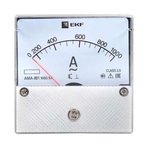 Амперметр AMA-801 аналоговый на панель (80х80) круглый вырез 1000А трансф, подкл, | код ama-801-1000 | EKF фото 4