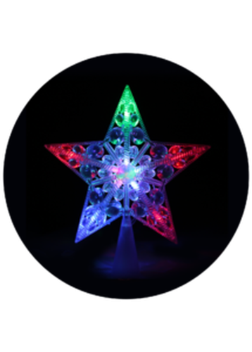 Фигурка "Макушка на елку "Звезда" 10 мигающих светодиодов шнур 2м IP20 | код KOC_STAR10LED_RGB | КОСМОС
