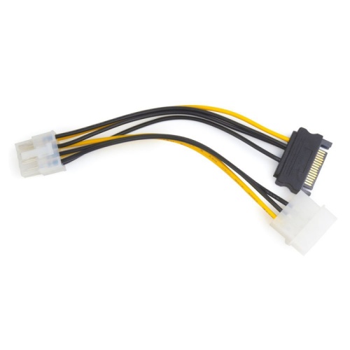 Разветвитель питания Cablexpert CC-PSU-82, Molex+SATA->PCI-Express 8pin, для подключения в/к PCI-Е (8pin) к б/п ATX | код CC-PSU-82 | Cablexpert