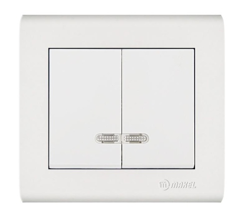 MANOLYA ВЫКЛЮЧАТЕЛЬ 2х КЛАВИШНЫЙ С ПОДСВЕТКОЙ | код 41001023 | Makel