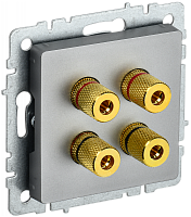 BRITE Аудиорозетка 4-мест. РА10-БрС сталь IEK | код BR-S40-K46 | IEK