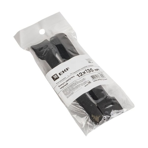 Хомут-липучка 12х135 мм черный (20 шт) PROxima | код hlct-1-b | EKF фото 3