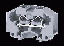 Мини-клемма проходная модульная CM1.5S2 /8x26,5mm, монтаж на панель, пружинная, 4 присоед., 1,5(max 2,5)mm2, 17A, 500V, серая | код CM1.5S2 | Connectwell