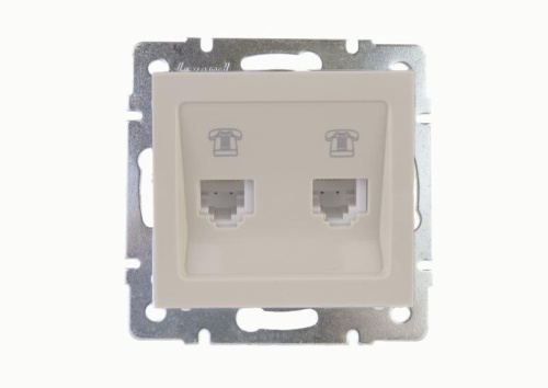 Розетка RAIN телефонная 2-ая евро крем механизм | код 703-0388-138 | LEZARD