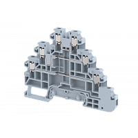 Клемма проходная винтовая 2,5 мм2, трехуровневая, на 6 подключений, серая TQ2.5-3T+WOE-GREY | код 1202540000 | Elmex