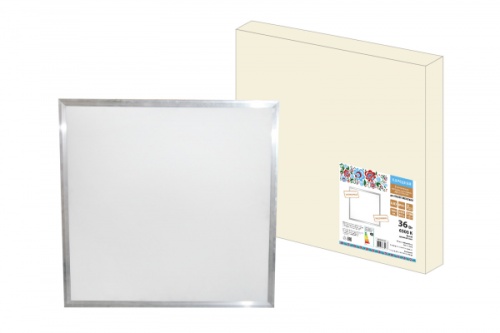 Ультратонкая светодиодная панель ЛП 02 595х595х 2800 лм 36Вт 6500К хром, без драйвера, Народная | код SQ0329-0262 | TDM НАРОДНЫЙ