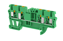 Клемма проходная PUSH-IN 2,5 мм2, на 4 подключения, зеленая PQ2.5-2X2-GREEN | код 3102060003 | Elmex