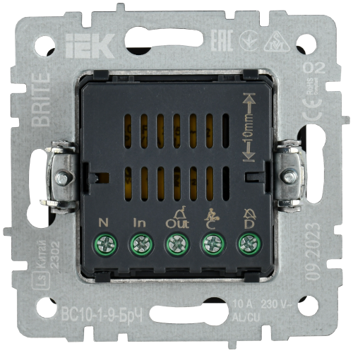 BRITE Кнопка звонка с инд. отел. 10А ВС10-1-9-БрЧ черн. IEK | код BR-V14-2-10-K02 | IEK фото 3