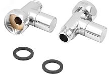 Комплект вентилей для полотенцесушителя прямой г/ш 1'х3/4' с круглой ручкой состаренная бронза | код 4627201601476 | ДВИН