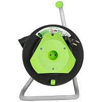 Удлинитель силовой на катушке пластик 1 розетка без заземления 20м ПВС 2x1мм2 GREEN LINE GAZ-2x1-20m Greenline ЭРА | код Б0065120 | ЭРА