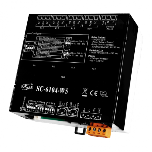 SC-6104-W5 CR 1-channel AC Digital Input and 4-channel Relay Output Lighting Control Module (ROHS) | код 00-06105339 | ICP DAS