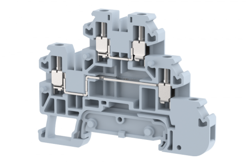 Клемма проходная винтовая 2,5 мм2, двухуровневая, на 4 подключения, зеленая TQ2.5-2T+WOE-GREEN | код 1202530003 | Elmex