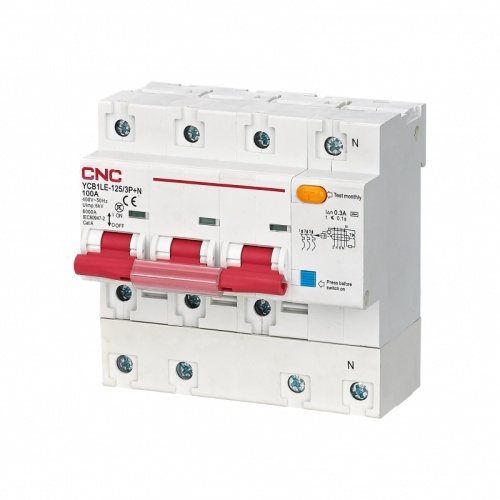 Диф. автомат YCB1LE-125 63А 3P+N 6кА 30мА 8-12In (электрон.) | код A000109 | CNC Диф. автомат YCB1LE-125 63А 3P+N 6кА 30мА 8-12In (электрон.) | код A000109 | CNC