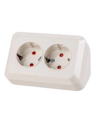 Розетка угловая двойная 2П+3 открытой установки с з/ш IP20 250В 16А сл. кость Ладога TDM | код SQ1801-0243 | TDM