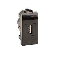 USB 2.0 розетка, Brava, черная, 1 мод. | код 77200N | DKC