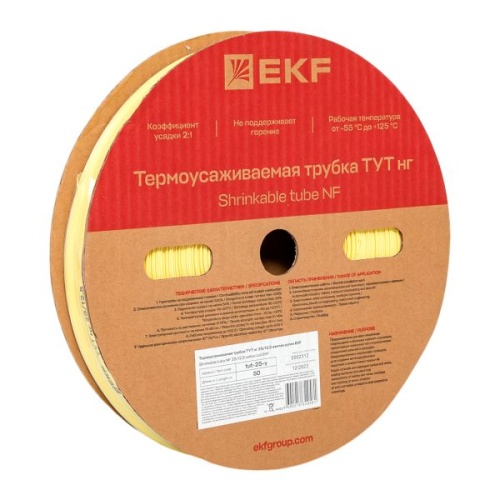 Термоусаживаемая трубка ТУТ нг 25/12,5 желтая рулон PROxima | код tut-25-y | EKF фото 3