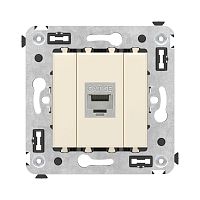 Компьютерная розетка RJ-45 без шторки в стену, кат.5e одинарная экранированная, Avanti, Ванильная дымка | код 4405763 | DKC