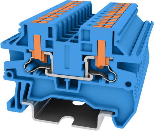 TPV2.5-2-BU Клемма TP 1-1 проходная боковой ввод Push-in, сеч.2.5мм2, син., шт | код TPV2.5-2-BU | SUPU