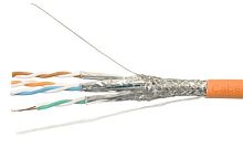 Кабель витая пара SF/UTP категория 5e 4 пары (24 AWG) одножильный (solid) экран - фольга + медная оплетка LSZH оранжевый, Hyperline SFUTP4-C5E-S24-IN-LSZH-OR-305 (305 м) | код 376326 | Hyperline