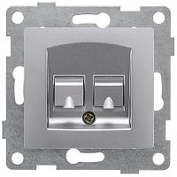GUSI Bravo механизм розетки компьютерной и телефонной (RJ45, RJ12), скрытая установка. Цвет серебро. | код С10КТ-004 | GUSI ELECTRIC