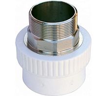 Муфта комбинированная 63 х 2' НР под ключ полипропиленовая PPR белая | код 10135063 | VALFEX