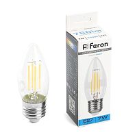 Лампа светодиодная LED 7вт Е27 дневной свеча FILAMENT | код 38272 | Feron