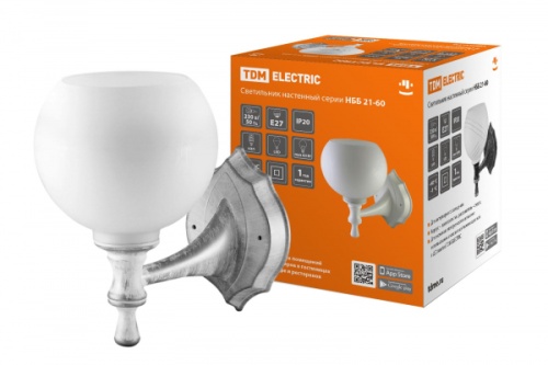 Светильник НББ 21-60-1323 УХЛ4 (белый под серебро, плафон полушар белый) TDM | код SQ0370-0202 | TDM