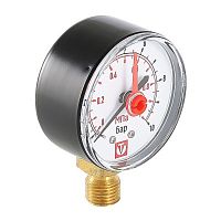 Манометр VT.TM50 Dy 50 с нижним подключением 1/4", 0-10 бар (для самоочищающегося фильтра) | код. VT.TM50.D.02 | VALTEC