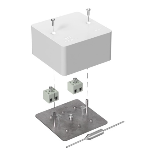 Коробка огнестойкая для кабель-канала 40-0460-FR6.0-4-П Е15-Е120 с термопредохранителем RAL9003 85х85х45 (44 шт/кор) Промрукав | код 40-0460-FR6.0-4-П | ПРОМРУКАВ