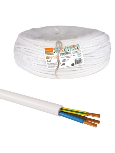 Провод ПВСмб 3х6 (бухта 100м) белый Народный ТРТС | код SQ0118-0936 | РЭМЗ ТМ