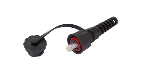 Индустриальный коннектор NIKOMAX RJ45/8P8C, Кат.6 (Класс E), 250МГц, покрытие 50мкд, неэкранированный, IP67, для одножильной витой пары, с защитной крышкой, черный | код NMC-RJ88RA50UE3-IS-BK | NIKOMAX