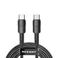 Кабель Type-C – Type-C, 3A, 60Вт, 1м, в черной нейлоновой оплетке REXANT | код 18-7071 | REXANT