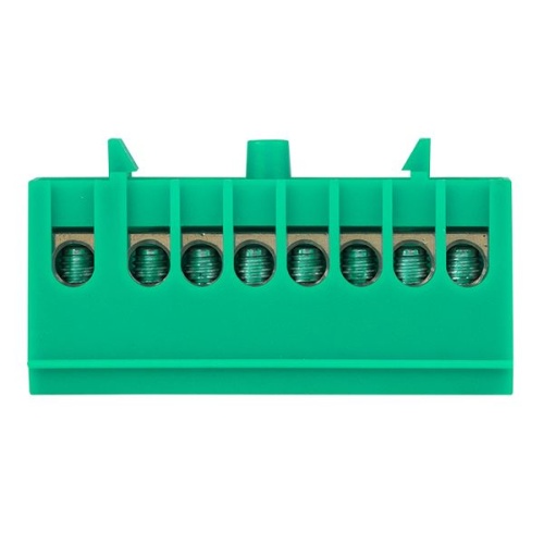 Шина "0" PE (6х9мм) 8 отверстий латунь зеленый изолированный корпус на DIN-рейку PROxima | код sn0-63-8-ig | EKF фото 3