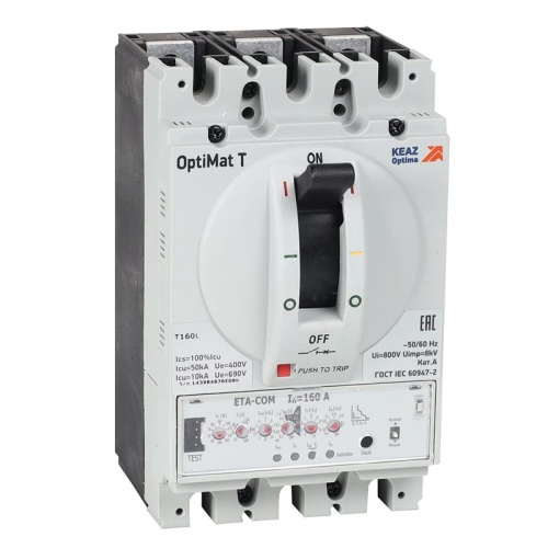 Выключатель автоматический OptiMat T160L ETA-COM 160A 3P | код 355894 | КЭАЗ