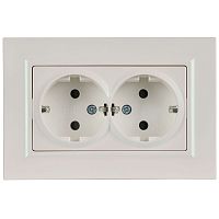 Розетка 2-м СП BRITE РСшПл12-3-БрЖ 16А в сборе с заземл. защ. шторки плоская жемчуж. IEK BR-R28-16-K36-F