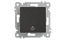 Rita - Выключатель кнопочный, символ - лампа, пруж. зажимы, черный мат | код 2200-407-0184 | Mutlusan