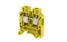 Клемма проходная винтовая 10 мм2, на 2 подключения, желтая KUT10N-Y | код 1105010004 | Elmex