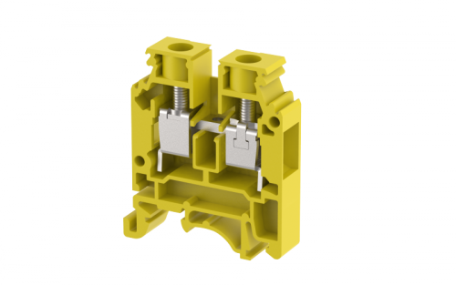 Клемма проходная винтовая 10 мм2, на 2 подключения, желтая KUT10N-Y | код 1105010004 | Elmex