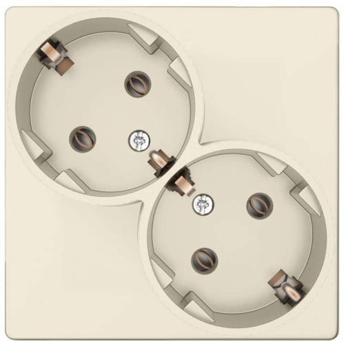 Розетка 2-м СП 24 16А IP20 2х2P+E Schuko без защ. шторок механизм сл. кость | Код. 2450459-031 | Smon