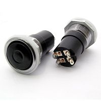 Кнопочный переключатель RUICHI К4-1, OFF-(ON), SPST, без фиксации, 4Р, 4 А, 250 В, 10 мОм, толкатель коричневый | код 69674 | Ruichi