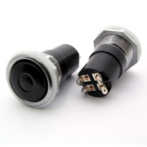 Кнопочный переключатель RUICHI К4-1, OFF-(ON), SPST, без фиксации, 4Р, 4 А, 250 В, 10 мОм, толкатель коричневый | код 69674 | Ruichi