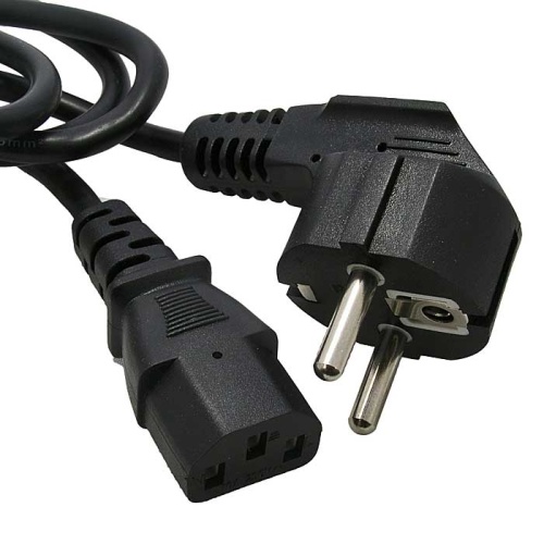 Сетевой шнур RUICHI SCZ, вилка угловая CEE7/7 - гнездо прямое IEC C13, 3 м, 3х0.75 мм2 | код 79909 | Ruichi