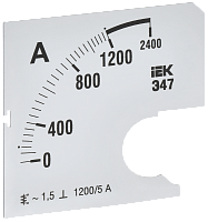 Шкала смен. для амперметра Э47 1200/5А-1,5 72х72мм IEK | код IPA10D-SC-1200 | IEK