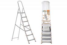 Стремянка алюминиевая СА7, 7 ступеней, усиленный профиль h=1470 мм, Народная | код SQ1028-0107 | TDM НАРОДНЫЙ
