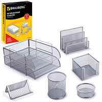 Настольный набор из металла BRAUBERG Germanium, 7 предметов, серебристый, 231963 | код 231963 | BRAUBERG