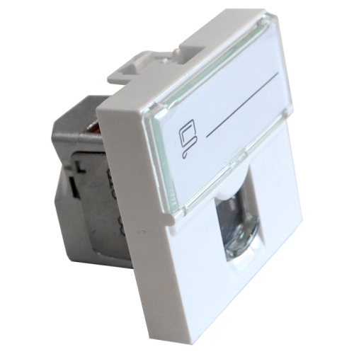 Вставка Mosaic 45x45, RJ-45 STP, кат.6, со шторкой и увеличенным окном маркировки, белая | код LAN-SIP-23S6-WH | LANMASTER