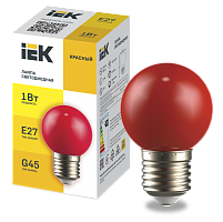 Лампа LED декор. G45 шар 1Вт 230В красный E27 IEK | код LLE-G45-1-230-R-E27 | IEK