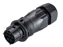 Розеточный разъем на кабель диам. 13-18 мм, IP68(69k), 5 полюсов, винтовая фиксация провода, номинальные характеристики: 250/400V+РЕ, 20A, цвет: черный, серия RST Classic | код 96.051.4553.1 | Wieland