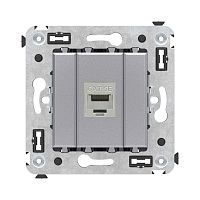 Компьютерная розетка RJ-45 без шторки в стену, кат.5e одинарная экранированная, Avanti, Закаленная сталь | код 4404763 | DKC