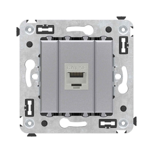 Компьютерная розетка RJ-45 без шторки в стену, кат.5e одинарная экранированная, Avanti, Закаленная сталь | код 4404763 | DKC Компьютерная розетка RJ-45 без шторки в стену, кат.5e одинарная экранированная, Avanti, Закаленная сталь | код 4404763 | DKC